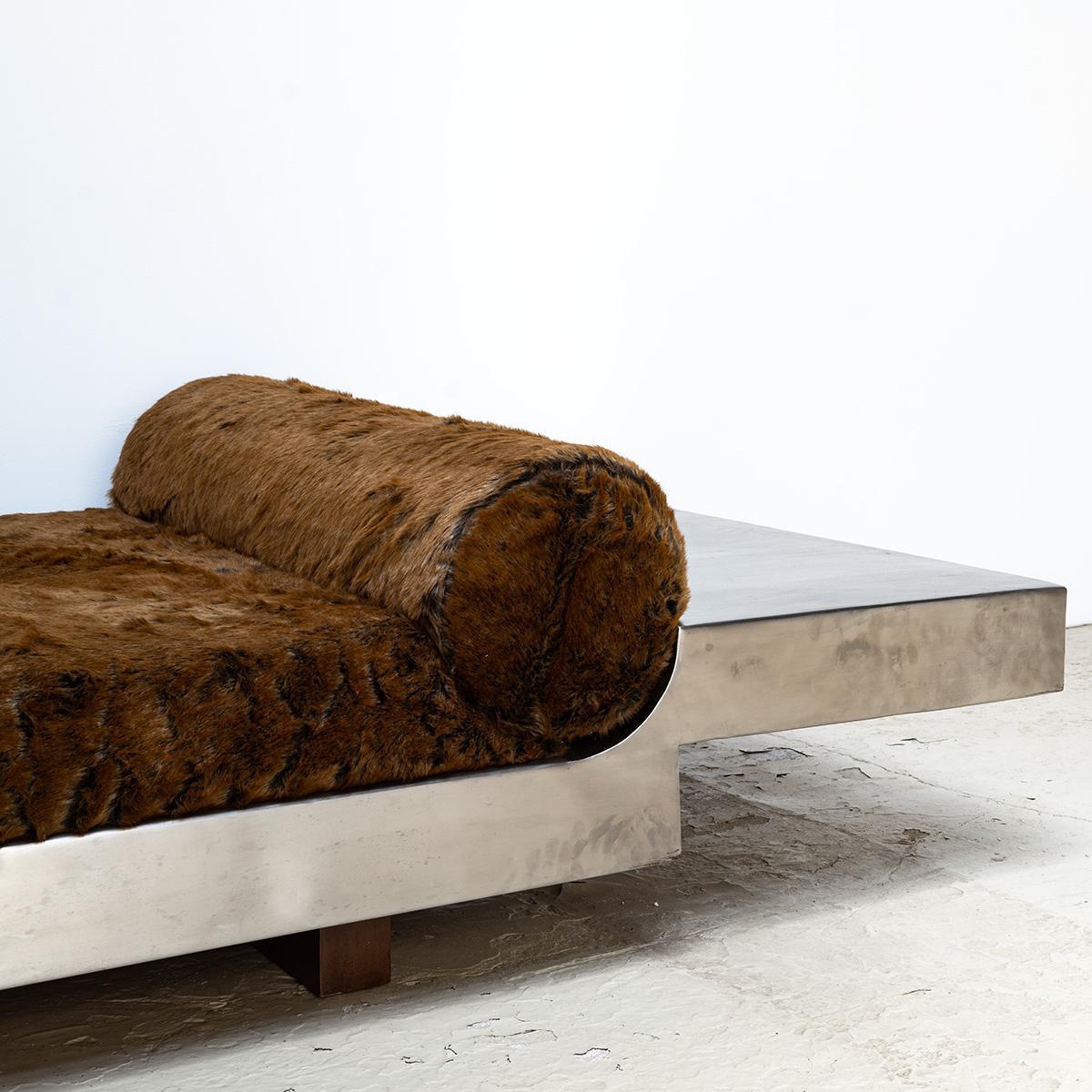 Stainless Steel One Arm “Banquet” Bed , Maria Pergay , ca . 1967 For Sale