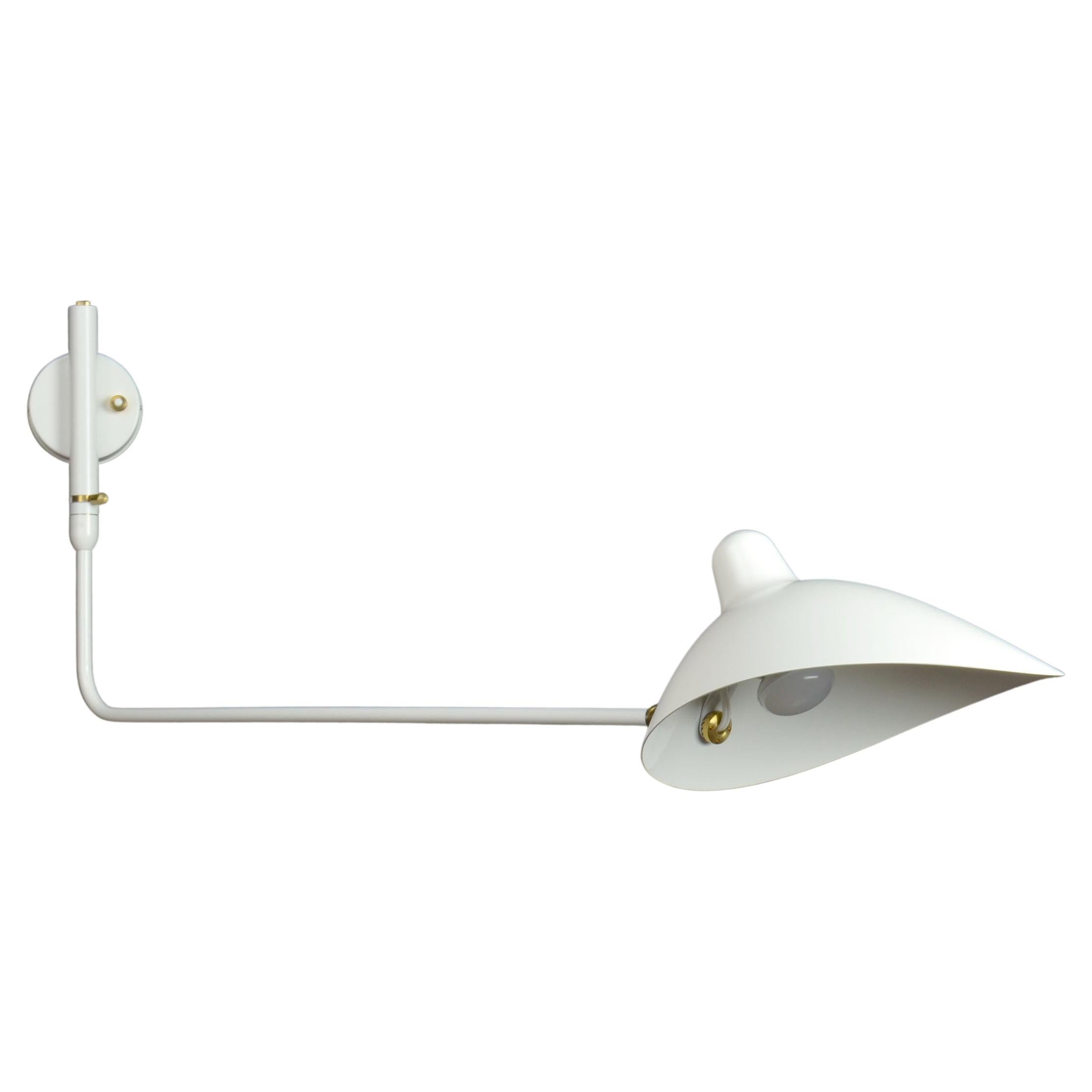 Serge Mouille - Rotating Sconce with 1 Arm in White For Sale