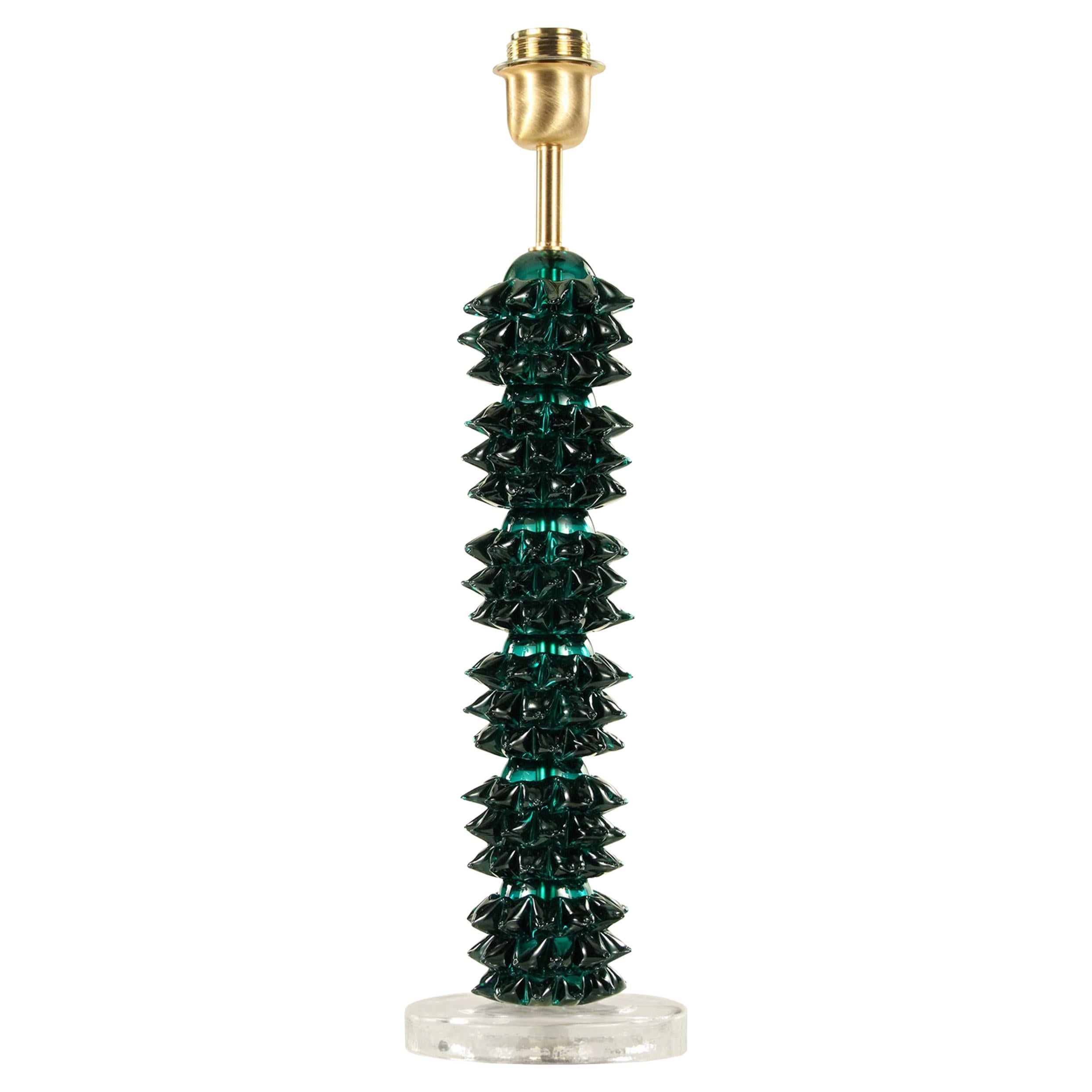 One Artistic Rostri Table Lamp, 6 Rostri Marine Green Murano Glass by Multiforme For Sale