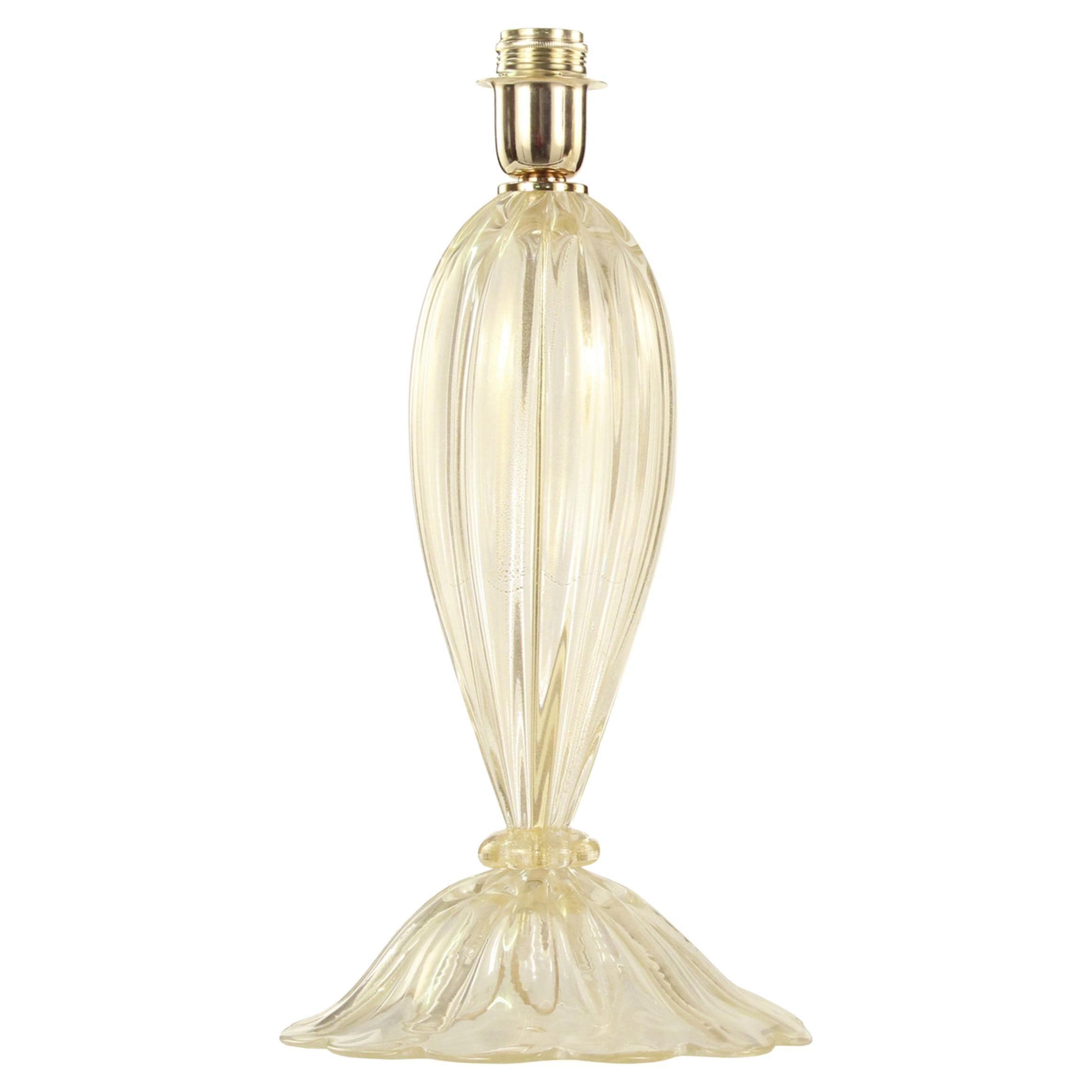 One Artistic Table lamp clear- Golden leaf Murano Glass by Multiforme in stock