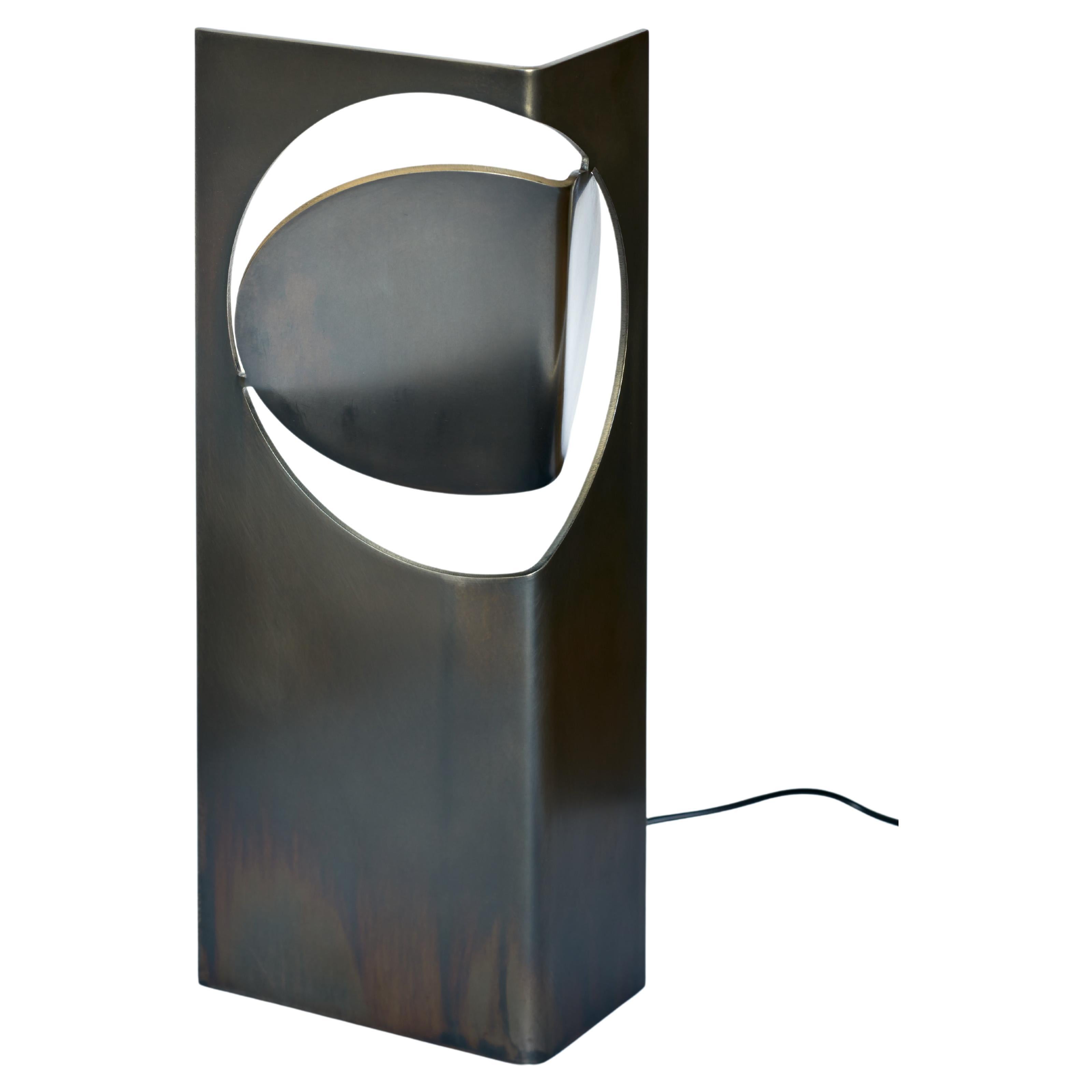 ONE ASYMMETRIC Table Light Stainless Steel Rich Black Patina by Frank Penders For Sale