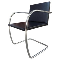 One Authentic Knoll Brno Chair by Mies Van Der Rohe in Black Leather