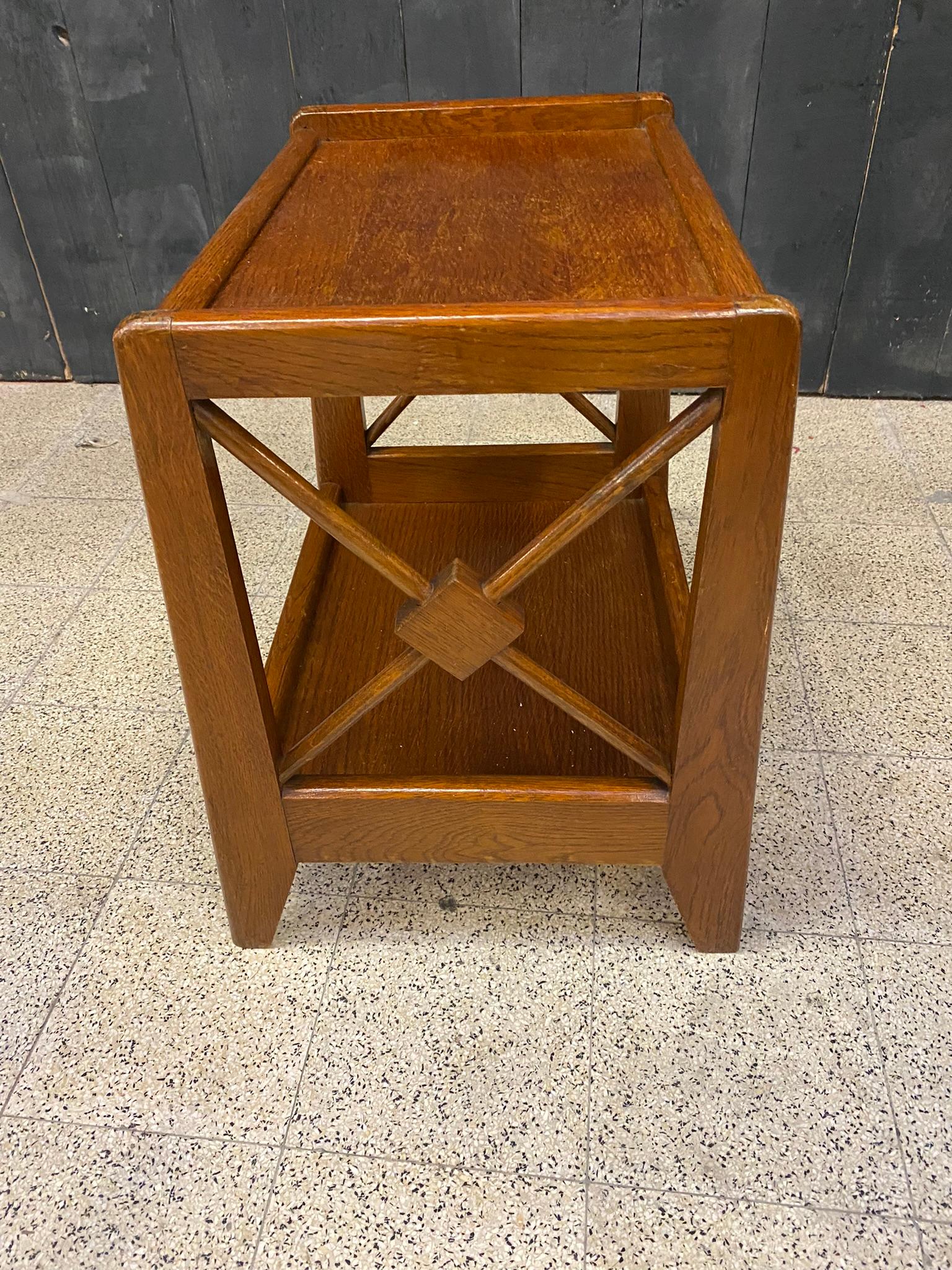 One Bedside Table in Oak and Oak Veneer, circa 1950 In Good Condition For Sale In Saint-Ouen, FR