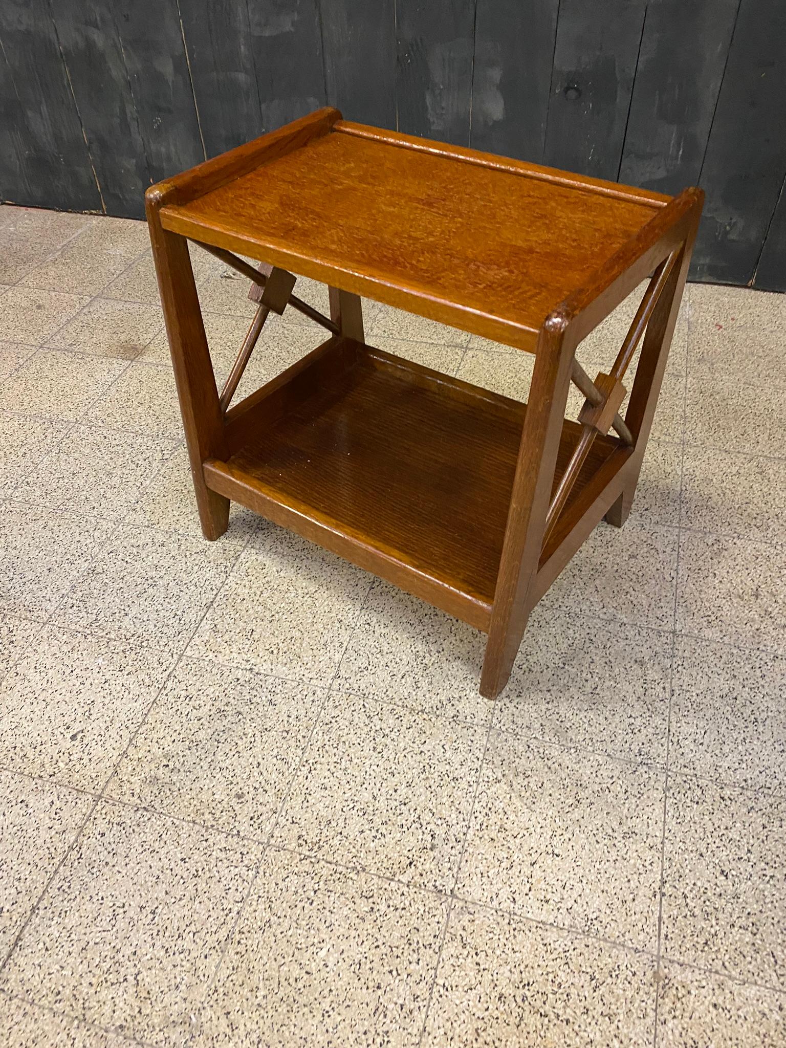 Mid-20th Century One Bedside Table in Oak and Oak Veneer, circa 1950 For Sale