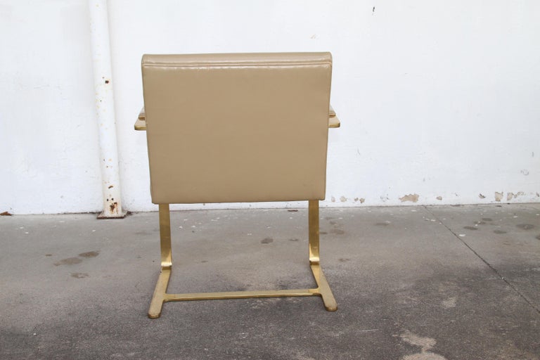 One Brass Flat-Bar Brno Chairs by Mies Van Der Rohe For Sale 3
