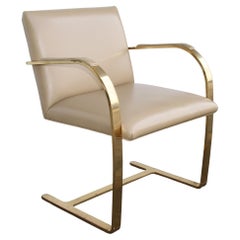 Antique One Bronze Flat-Bar Brno Chairs by Mies Van Der Rohe