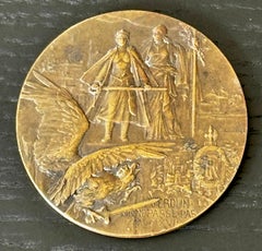 One Bronze Medallion circa 1916 - The Heroes of Verdun Signed and Bronze Plaque