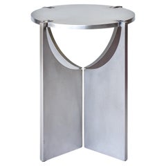 ONE Brushed Stainless Steel Round Stool by Frank Penders