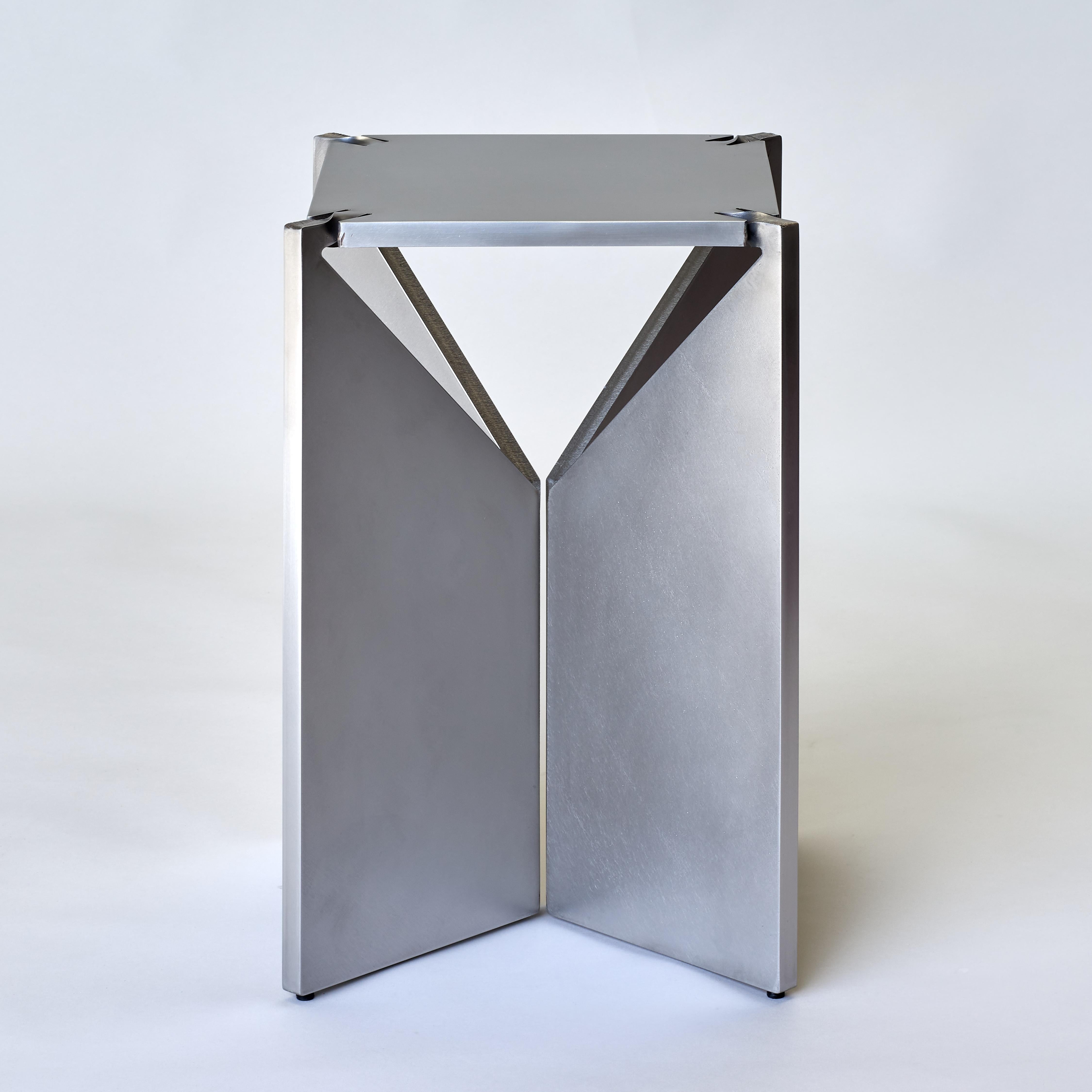 Néerlandais Tabouret carré en acier inoxydable brossé ONE de Frank Penders en vente