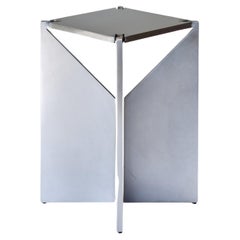 ONE Brushed Stainless Steel Square Stool by Frank Penders