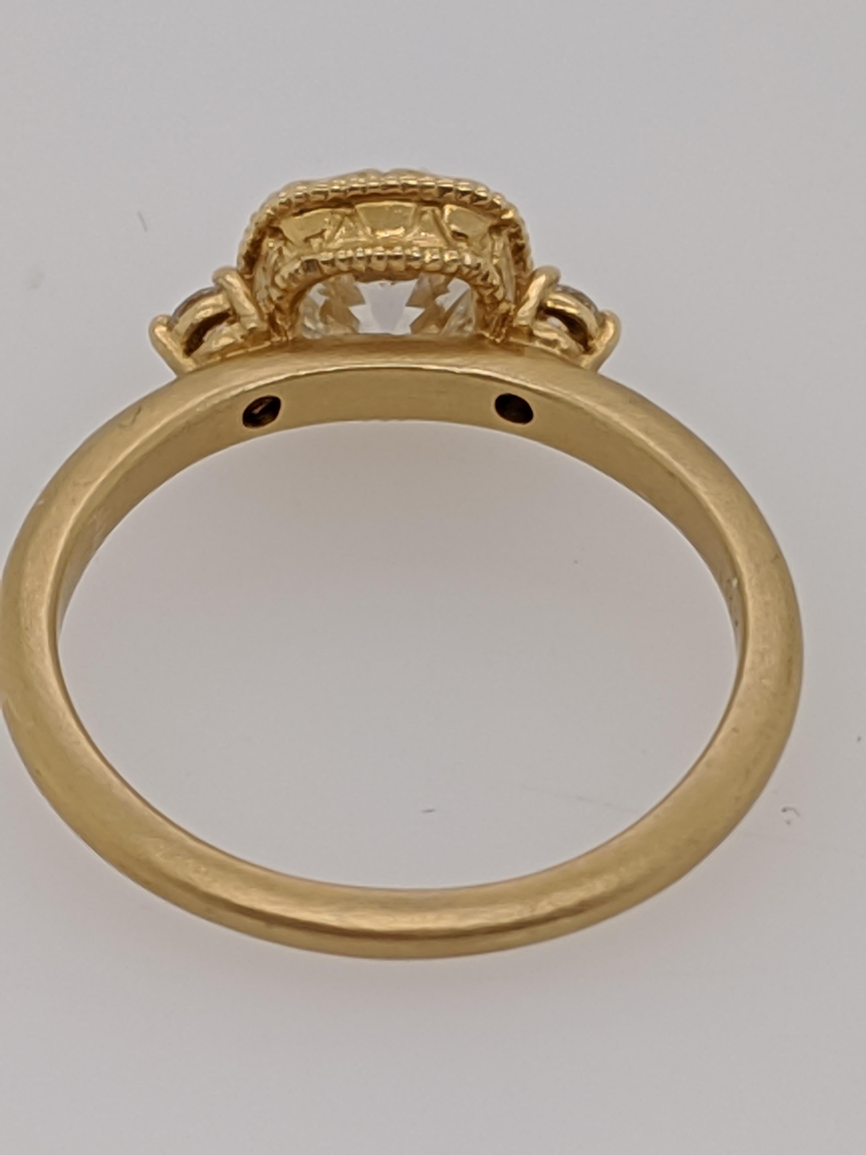 Cushion Cut One Carat Antique Cut Cushion Diamond Ring in 18 Karat Yellow Gold, GIA