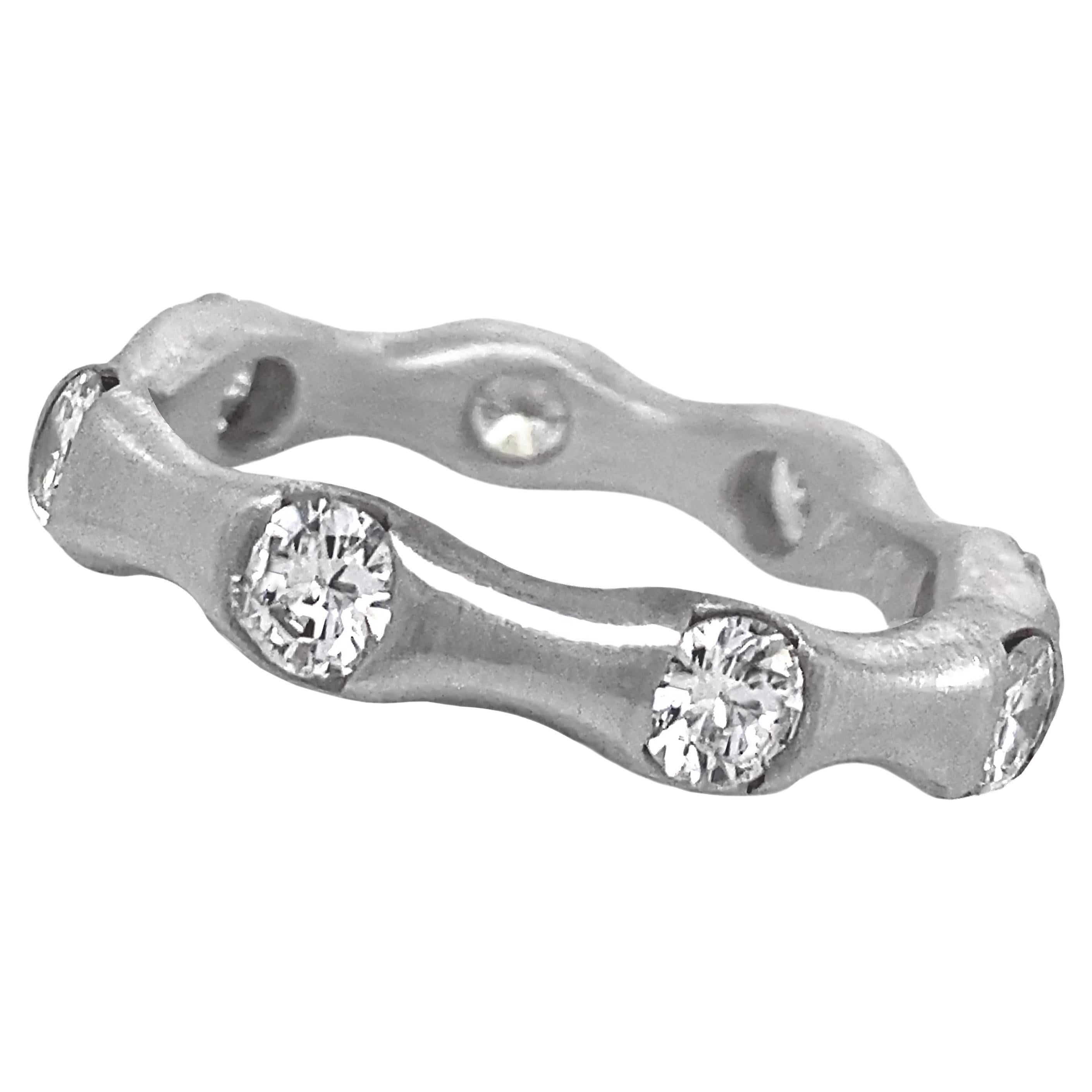 One Carat "Bumps" Contemporary Eternity Band in Platinum with Eight Diamonds For Sale