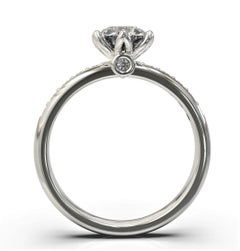 Ein Karat zertifizierter runder Diamant-Verlobungsring aus Platin mit Brillantschliff