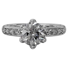 One Carat Certified Round Brilliant Cut Diamond Engagement Ring in Platinum