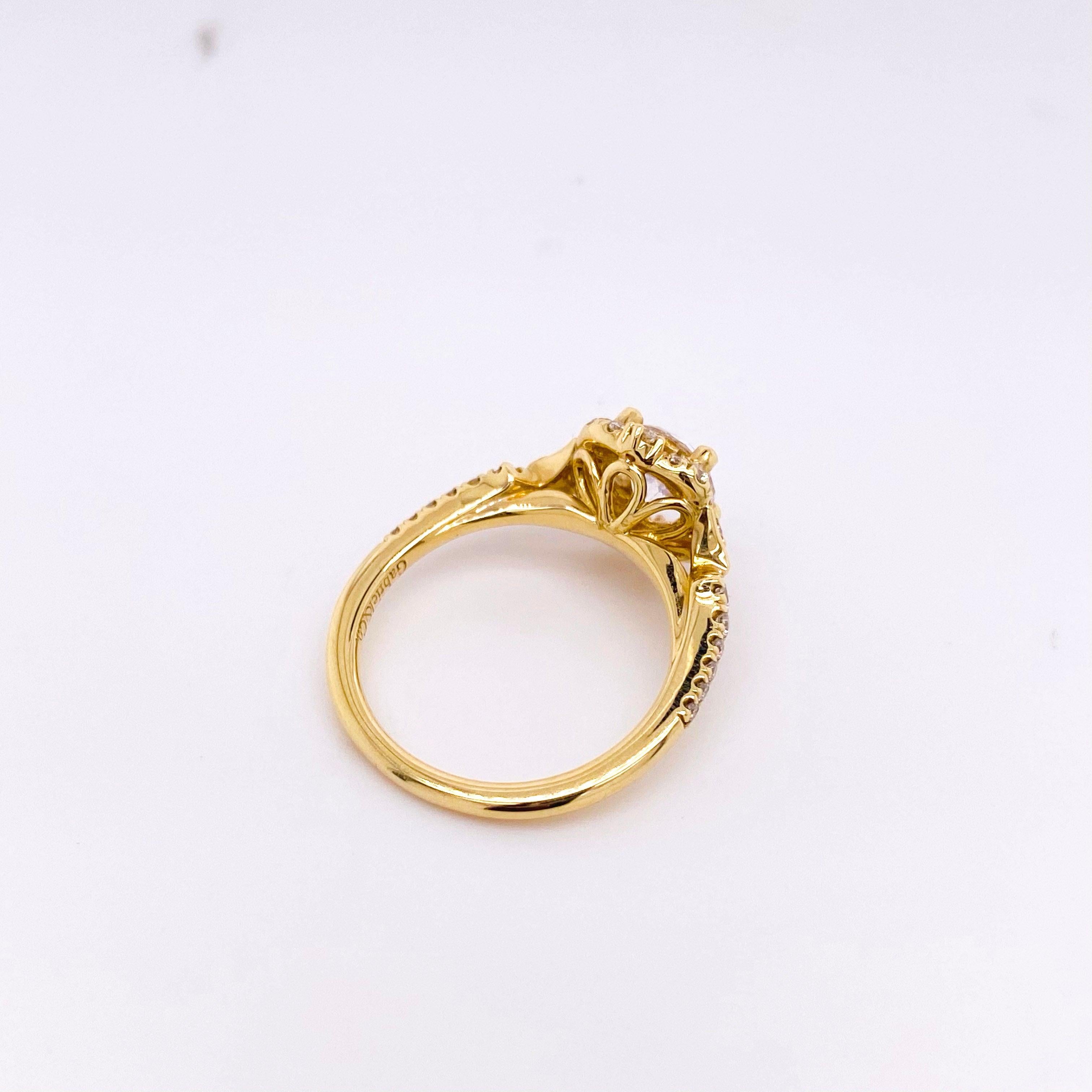 For Sale:  One Carat Diamond Engagement Ring, Fancy Halo, 14 Karat Gold, Round Brilliant 4