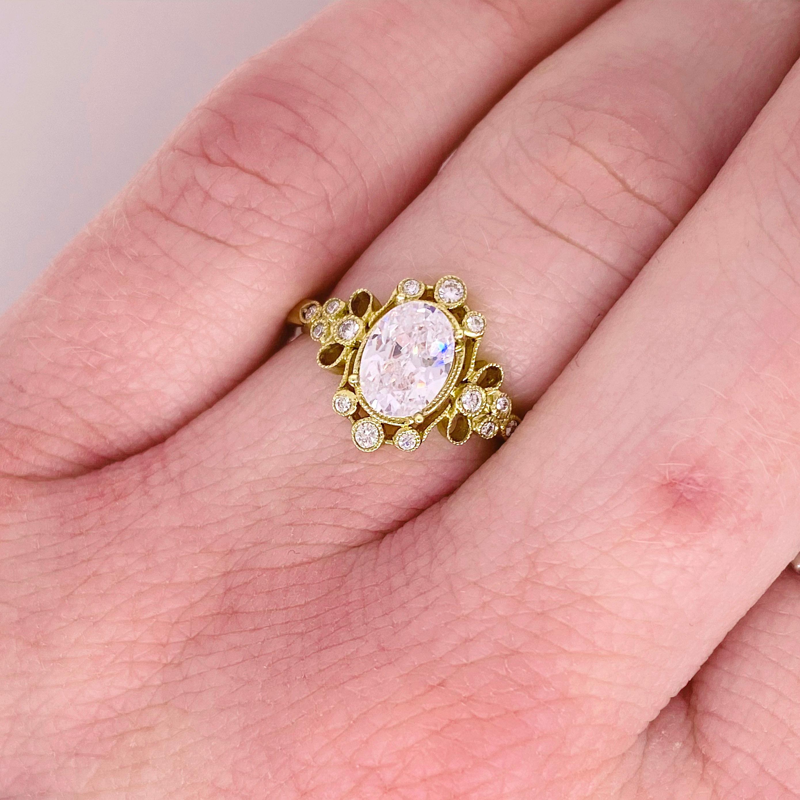 This original vintage inspired diamond ring is so gorgeous!  The milgrain detail is réminiscent of the Victorian era.
The details for this beautiful ring are listed below:
Metal Quality: 14 Karat Yellow Gold
Diamond Number: 15
Center Diamond Weight: