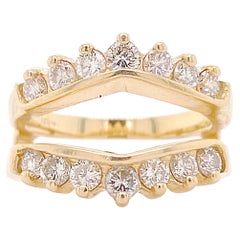 Rehausseur de bague en or jaune et diamants d'un carat, veste en or jaune avec 14 diamants