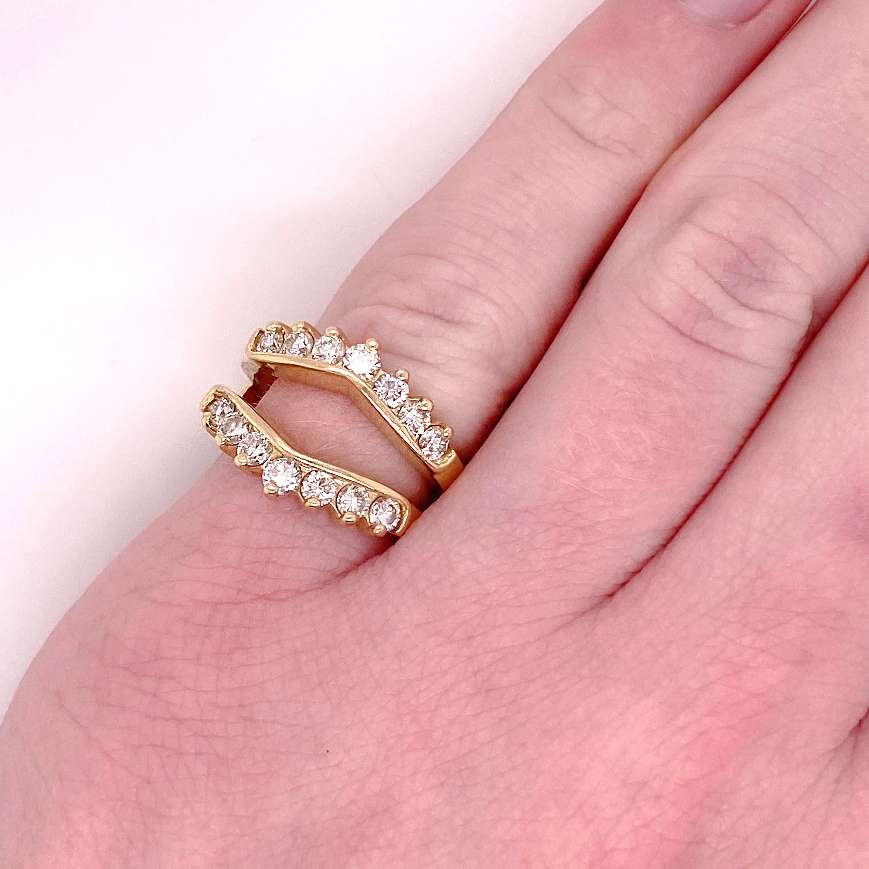 NATURAL AND GENUINE DIAMOND RING ENHANCER! Perfect for a solitaire ring or a straight line engagement ring. There are 14 diamonds in the enhancer and they have a total of 1.12 carats of diamonds.  The diamonds are good quality as they are eye clean