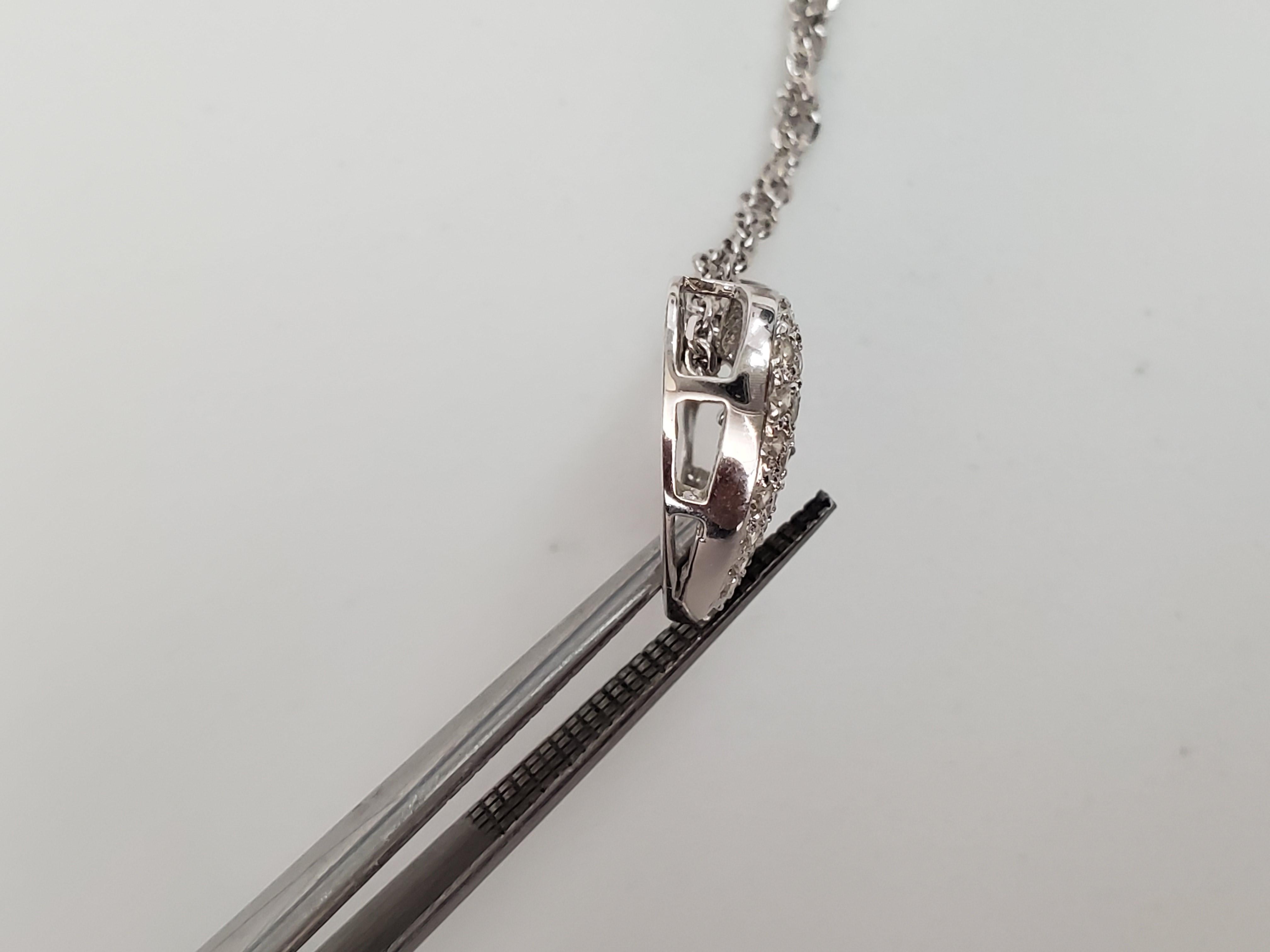 One Carat Heart Shaped Pave Diamond Necklace 18k White Gold In New Condition For Sale In Sugar Land, TX
