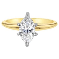 One Carat Marquise Solitaire Diamond Engagement Ring
