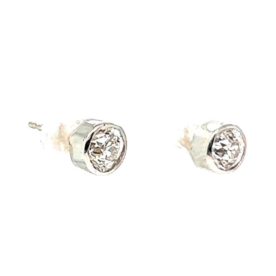 Ohrstecker mit einem Karat Diamanten im alteuropäischen Schliff aus 18 Karat Weißgold für Damen oder Herren