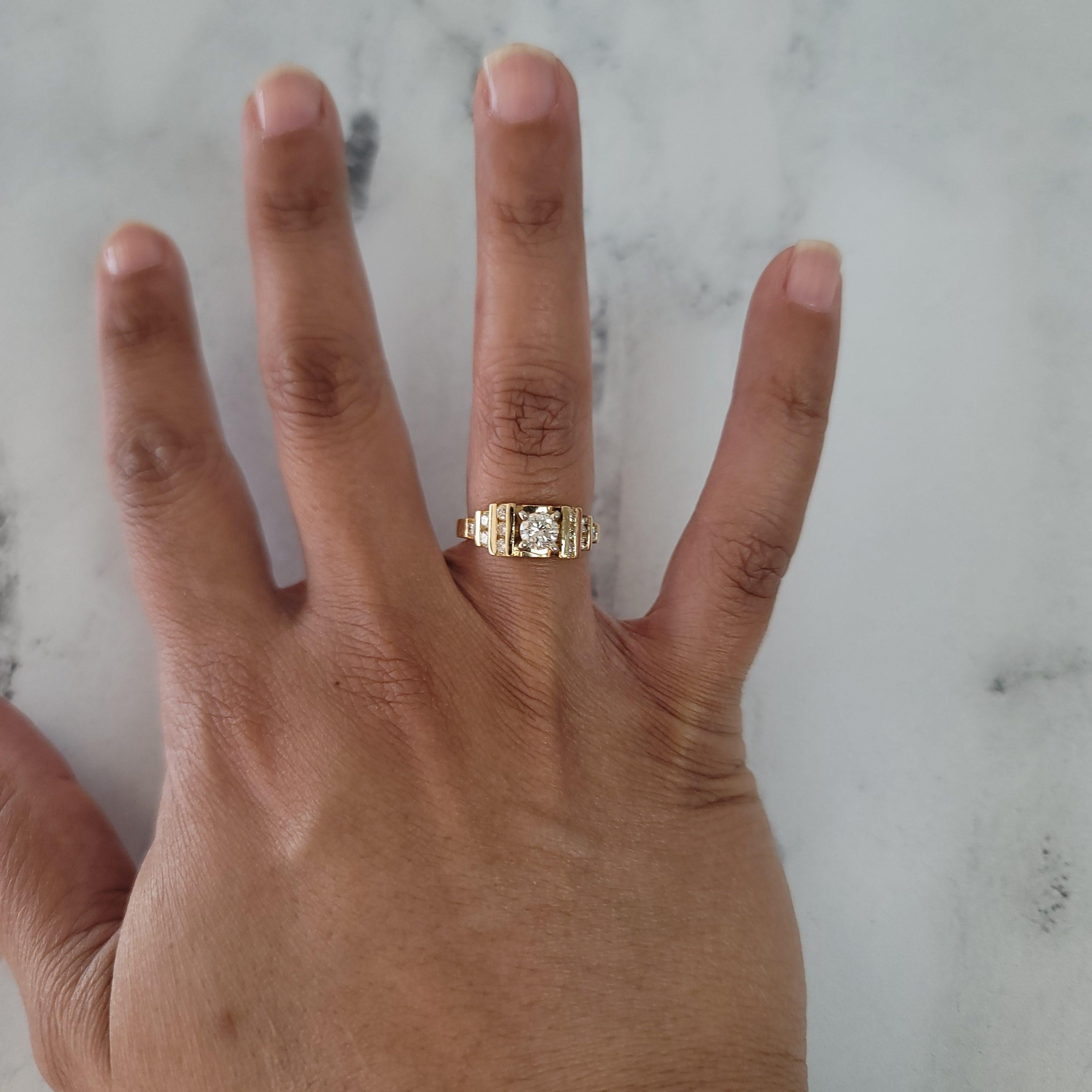 ♥ Ring Summary  ♥

Main Stone: Diamond
Approx. Carat Weight: 1.00cttw
Diamond Clarity: SI2
Diamond Color: G-I
Band Material: 14k Yellow Gold
Stone Cut: Round
Width: 7MM
Weight: 5 grams
Size: 6

Diamonds and gemstones are not simulated or lab-created
