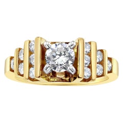One Carat Round Center Diamond Engagement ring with accent