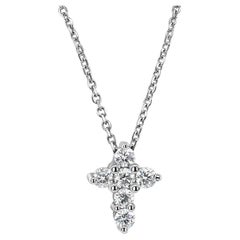 One Carat Small Cross Diamond Necklace 14k White Gold