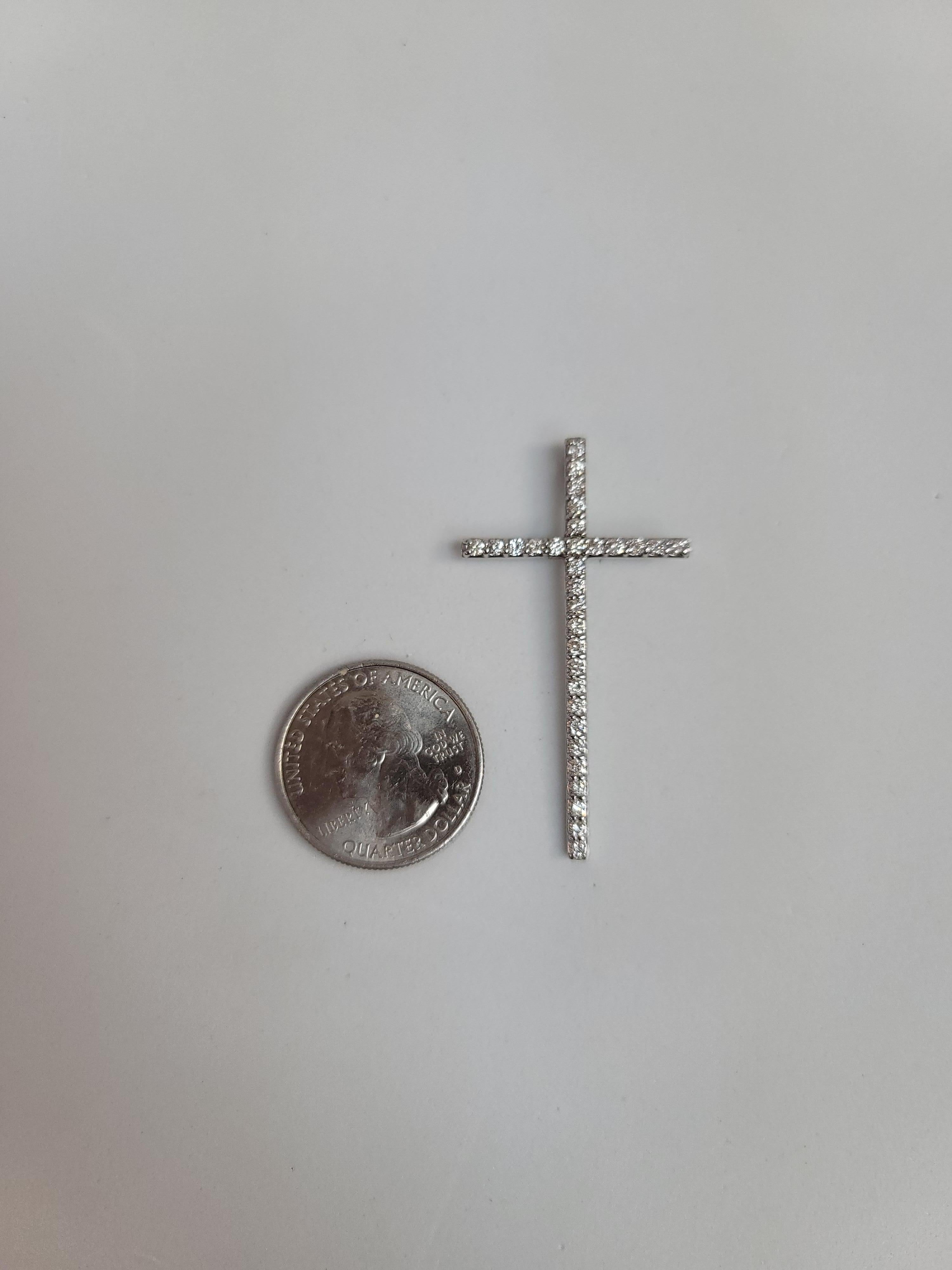 One Carat Tall Skinny Diamond Cross Necklace In New Condition For Sale In Sugar Land, TX