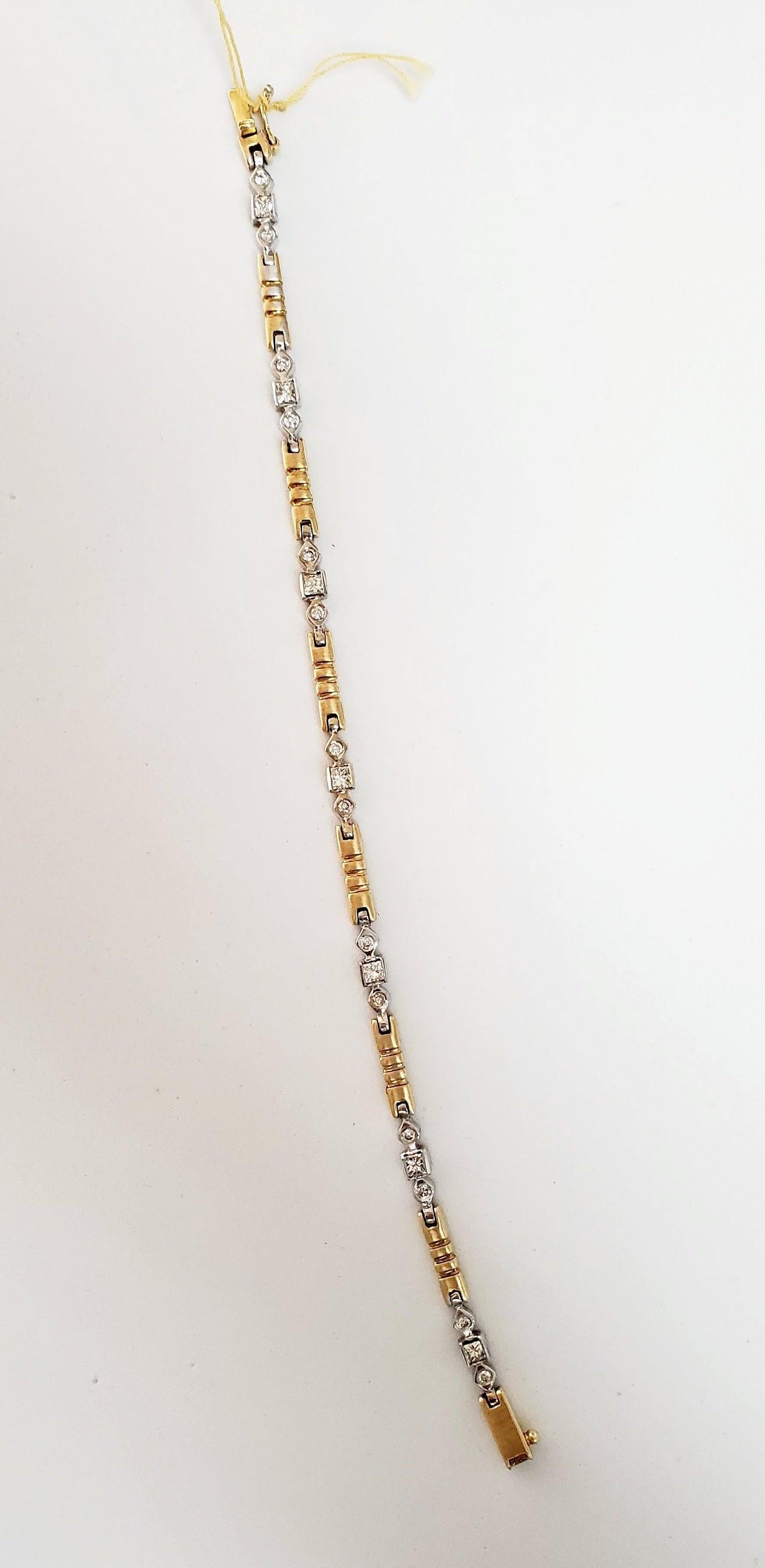 Ein Karat Zweifarbiges Diamant-Tennisarmband im Prinzessinnenschliff im Zustand „Neu“ im Angebot in Sugar Land, TX