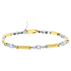 Bracelet tennis avec diamant bicolore taille princesse d'un carat