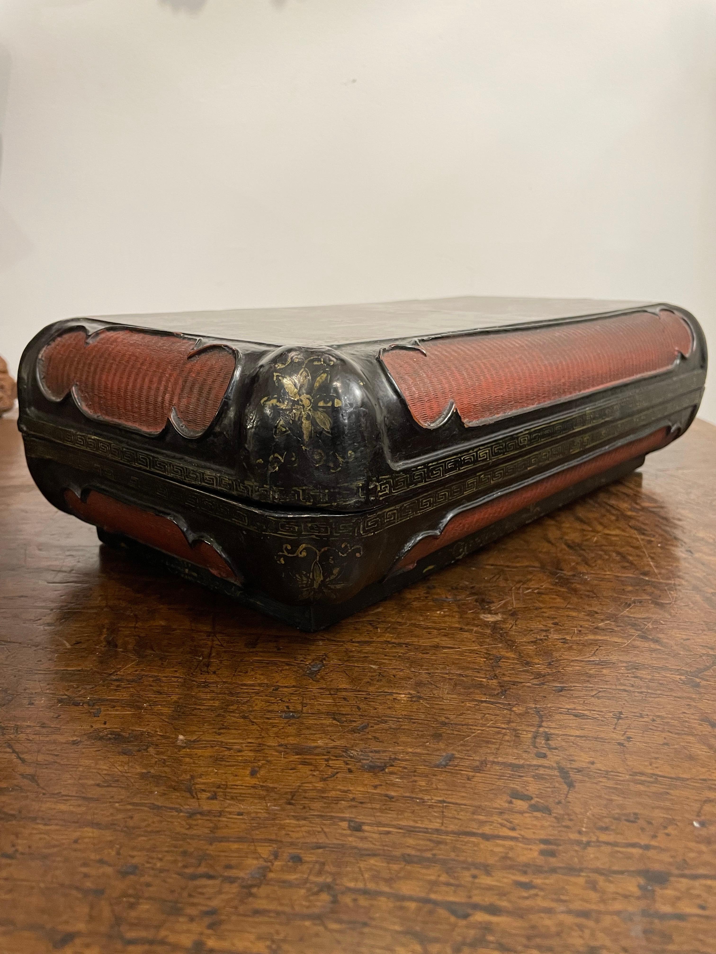 Qing One Chinese Black Lacquer Rectangular Lidded Jewelry box, Late 19th Century For Sale