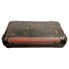 One Chinese Black Lacquer Rectangular Lidded Jewelry box, Late 19th Century
