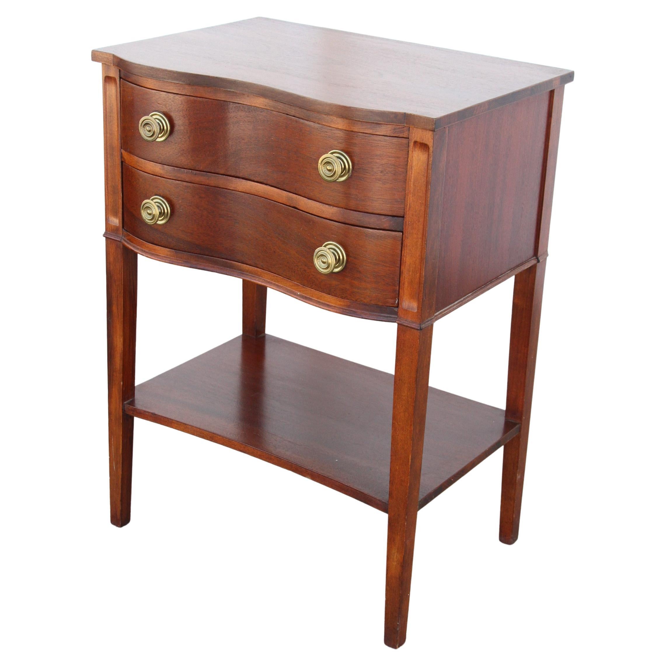 One Chippendale Mahogany Serpentine Front 2-Drawer Side Table For Sale