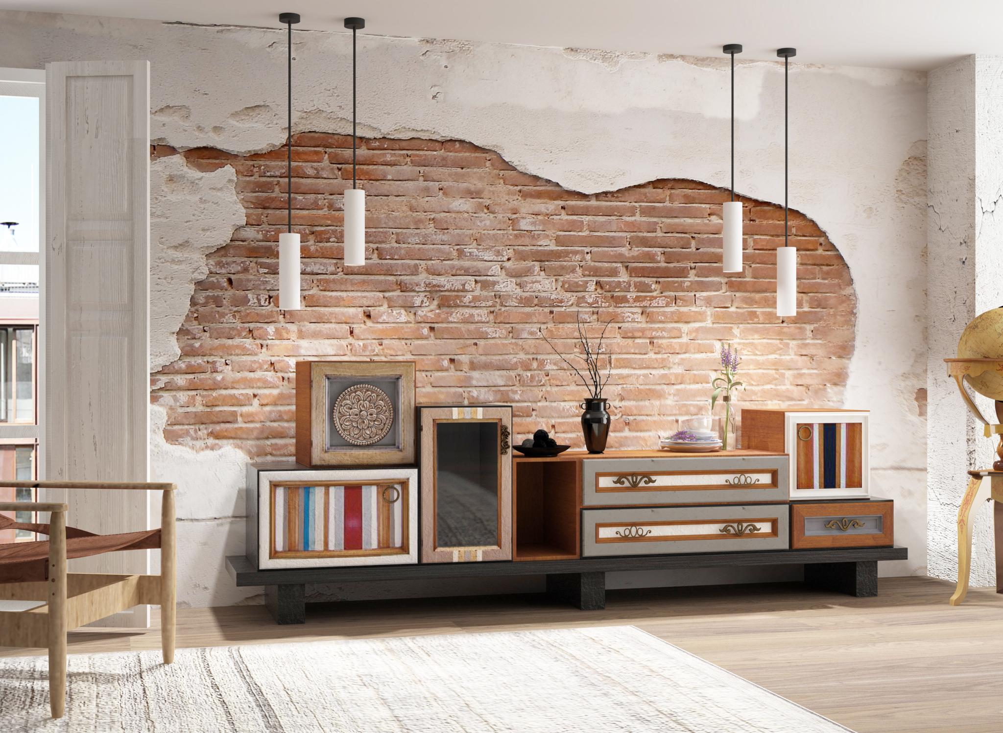 One Composition Sideboard mit vier Türen und drei Schubladen von Lola Glamour im Angebot 1