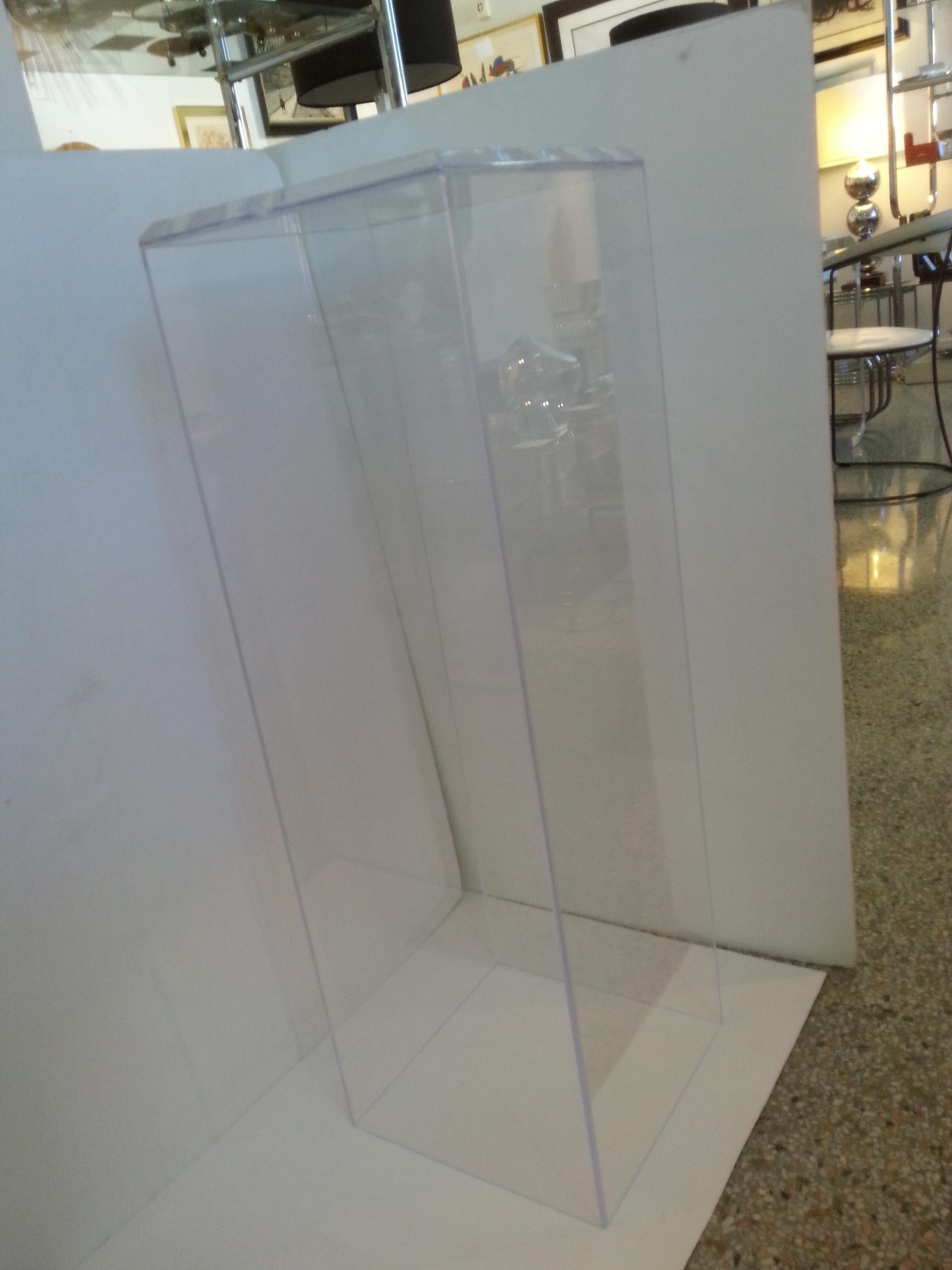 Modern One Custom Lucite Pedestal with Beveled Edge Top