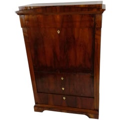 One Door Secretair Cabinet Walnut Oak Restored Hand Polished, Berlin, circa 1800