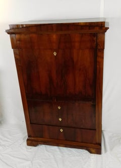 One Door Secretair Cabinet Walnut Oak Restored Hand Polished, Berlin, circa 1800