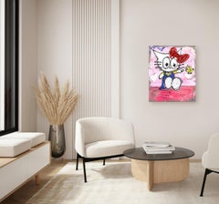 Love Me From A Distance - Abstract Urban Inspired Hello Kitty Cartoon Artwork