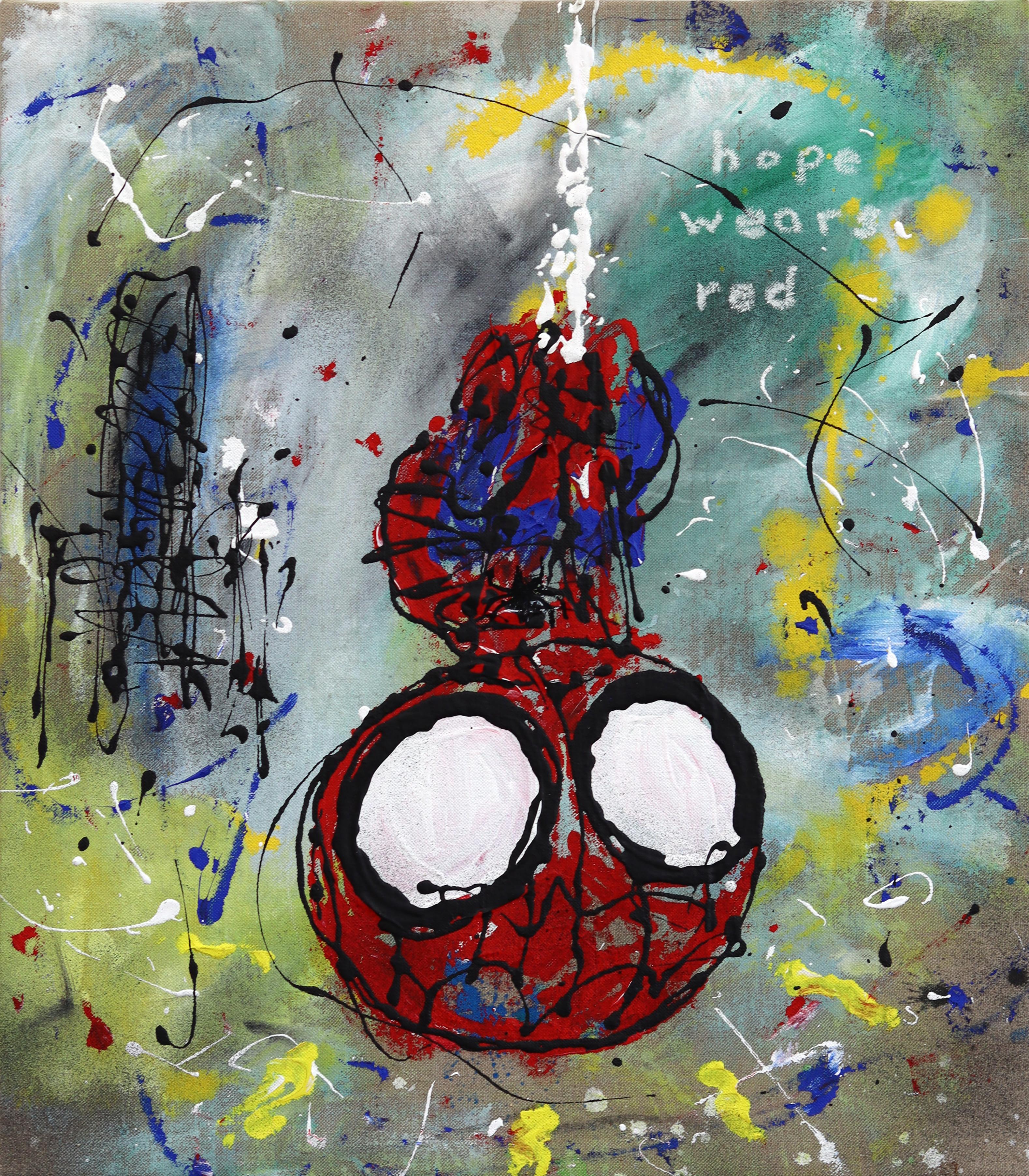 Nobody Wears Red Forever - Abstract Spiderman Cartoon Figurative Artwork