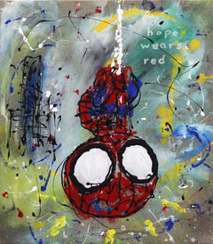 Nobody Wears Red Forever - Abstract Spiderman Cartoon Figurative Artwork