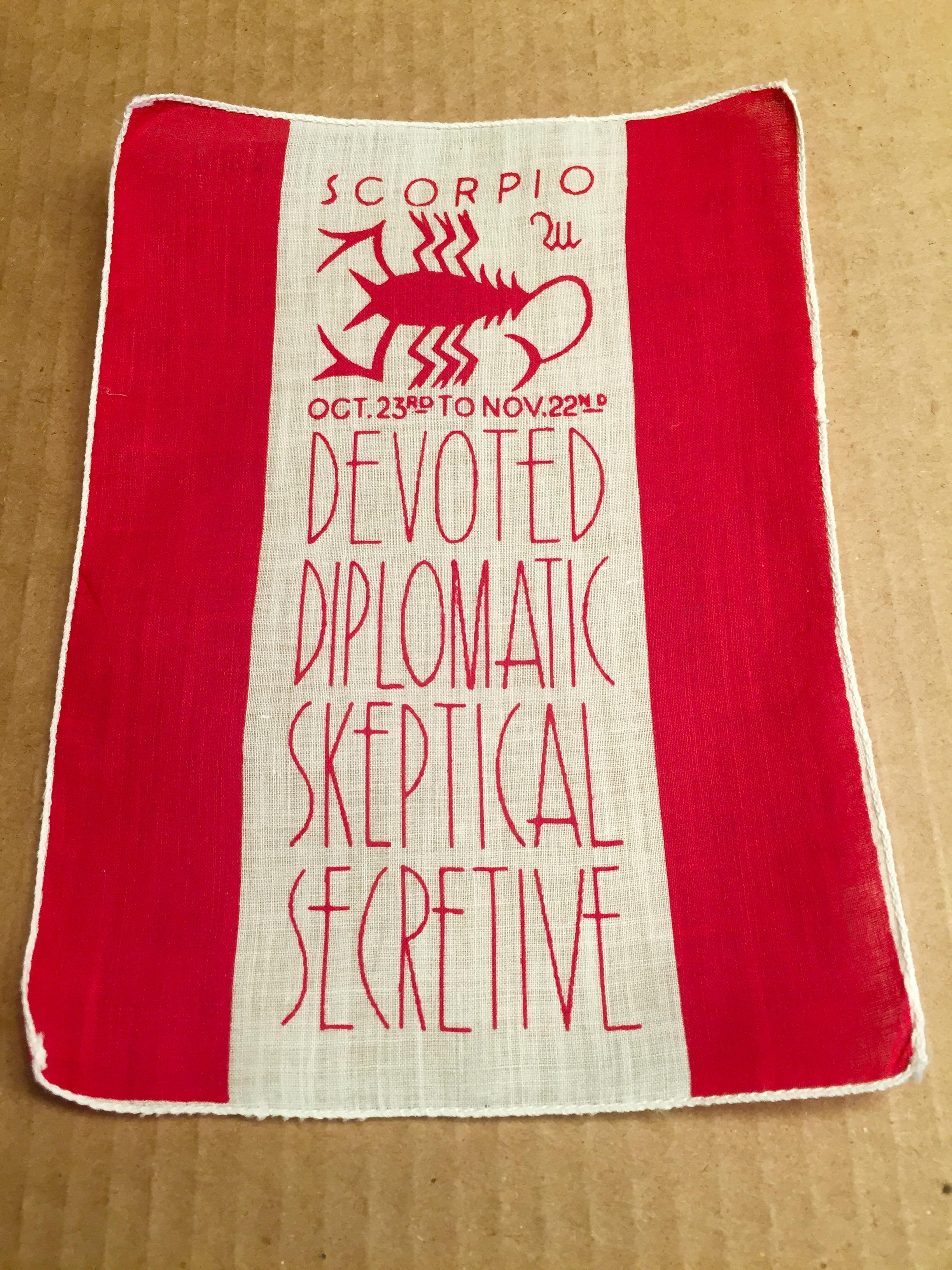 One Dozen Linen Cocktail Napkins Twelve Astrological Signs of the Zodiac In Excellent Condition In New Hope, PA