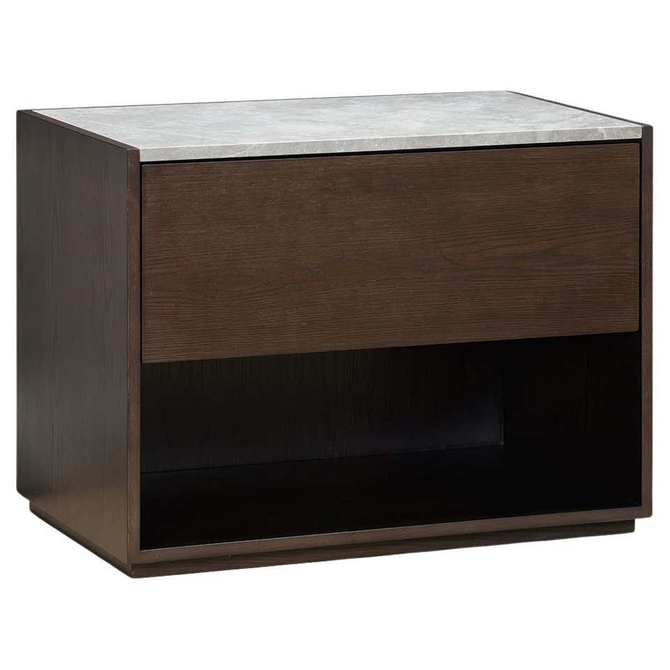 Night Table Example Elm wood two drawer night stand For Sale at 1stDibs