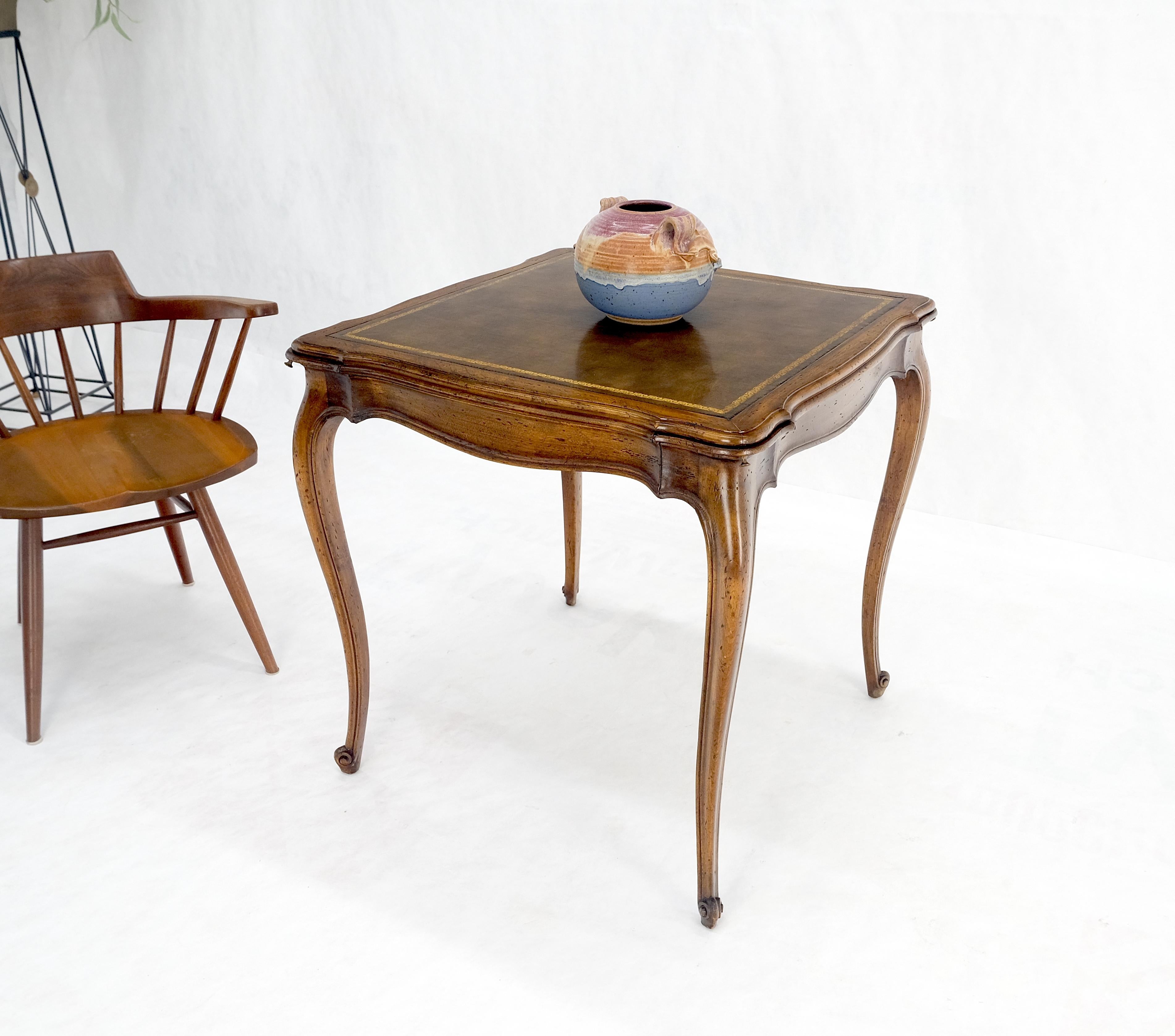 One Drawer Tolled Leather Top Pull Out Cocktail Trays Cabriole Legs Game Table 2