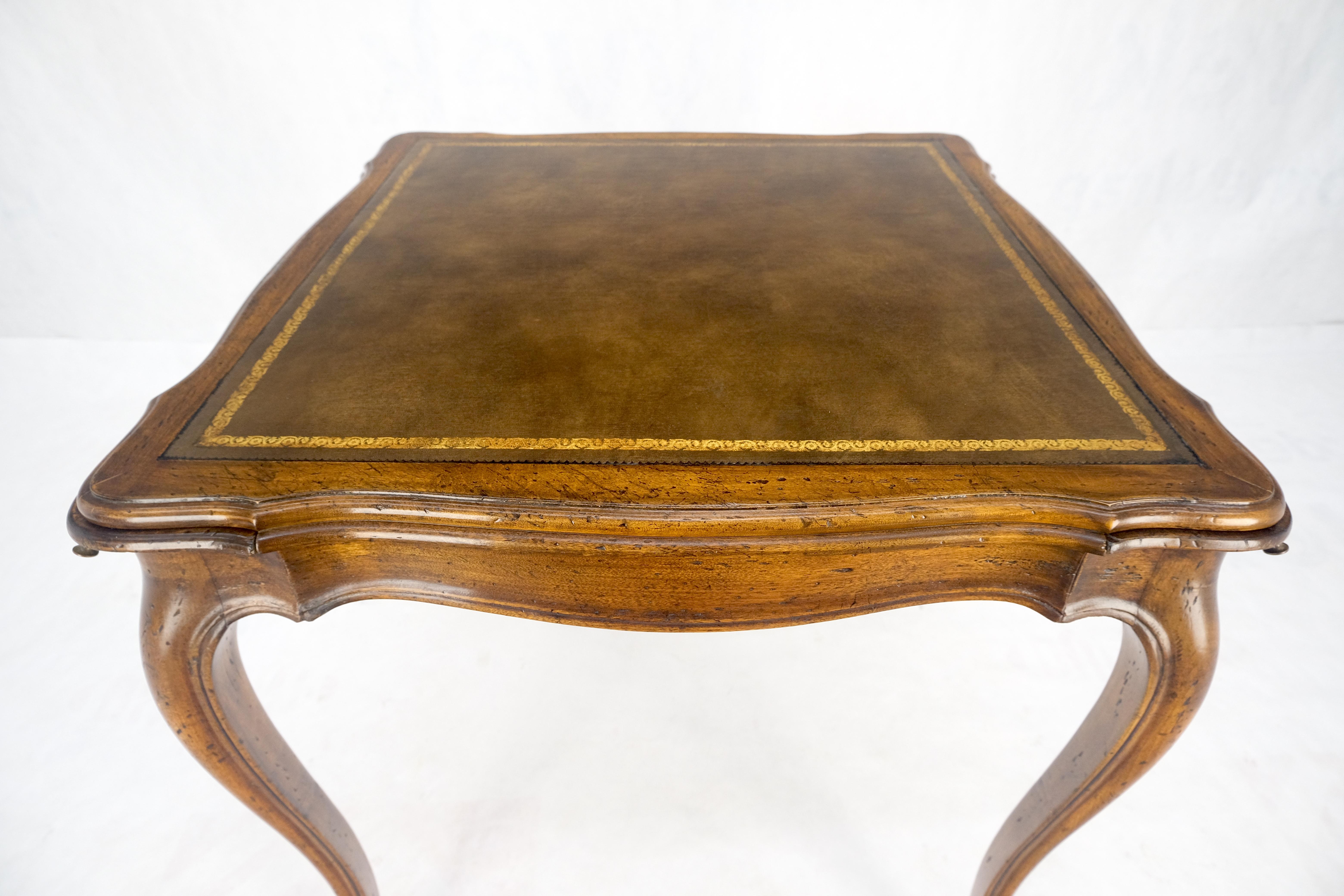 One Drawer Tolled Leather Top Pull Out Cocktail Trays Cabriole Legs Game Table 5