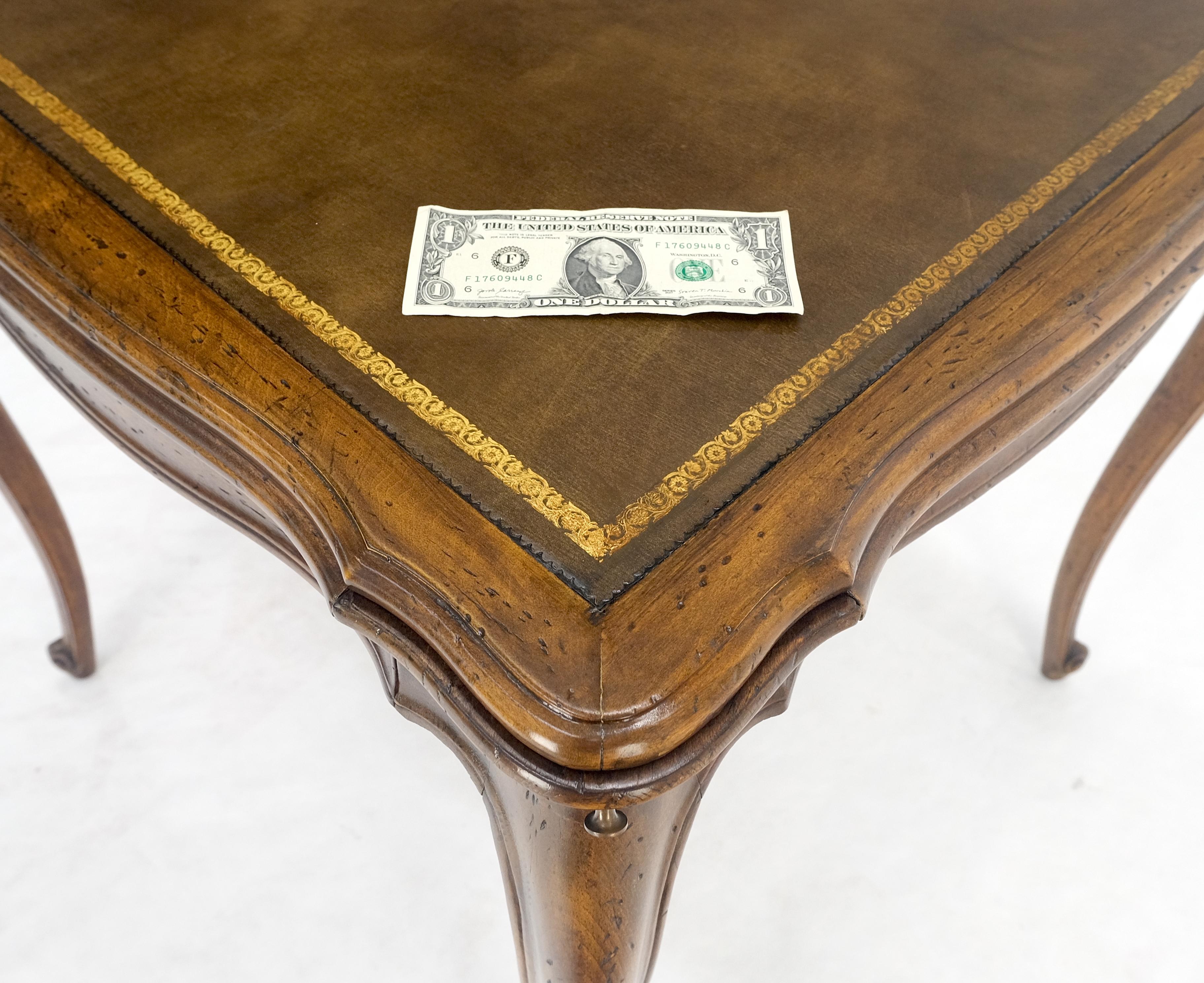 One Drawer Tolled Leather Top Pull Out Cocktail Trays Cabriole Legs Game Table 6