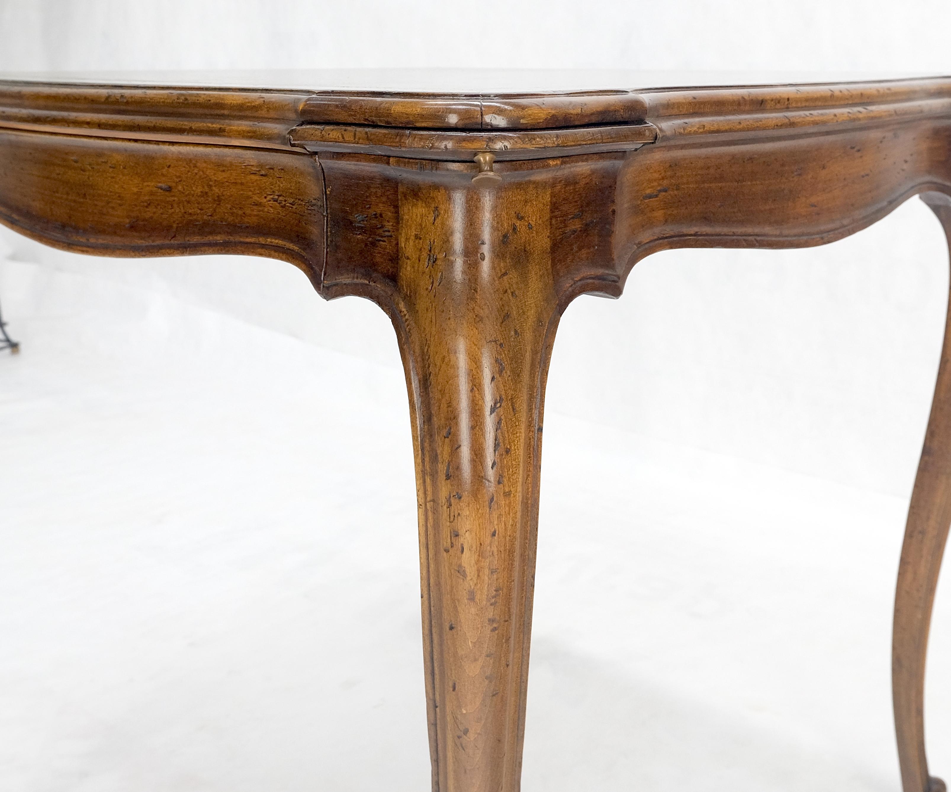 One Drawer Tolled Leather Top Pull Out Cocktail Trays Cabriole Legs Game Table MINT!