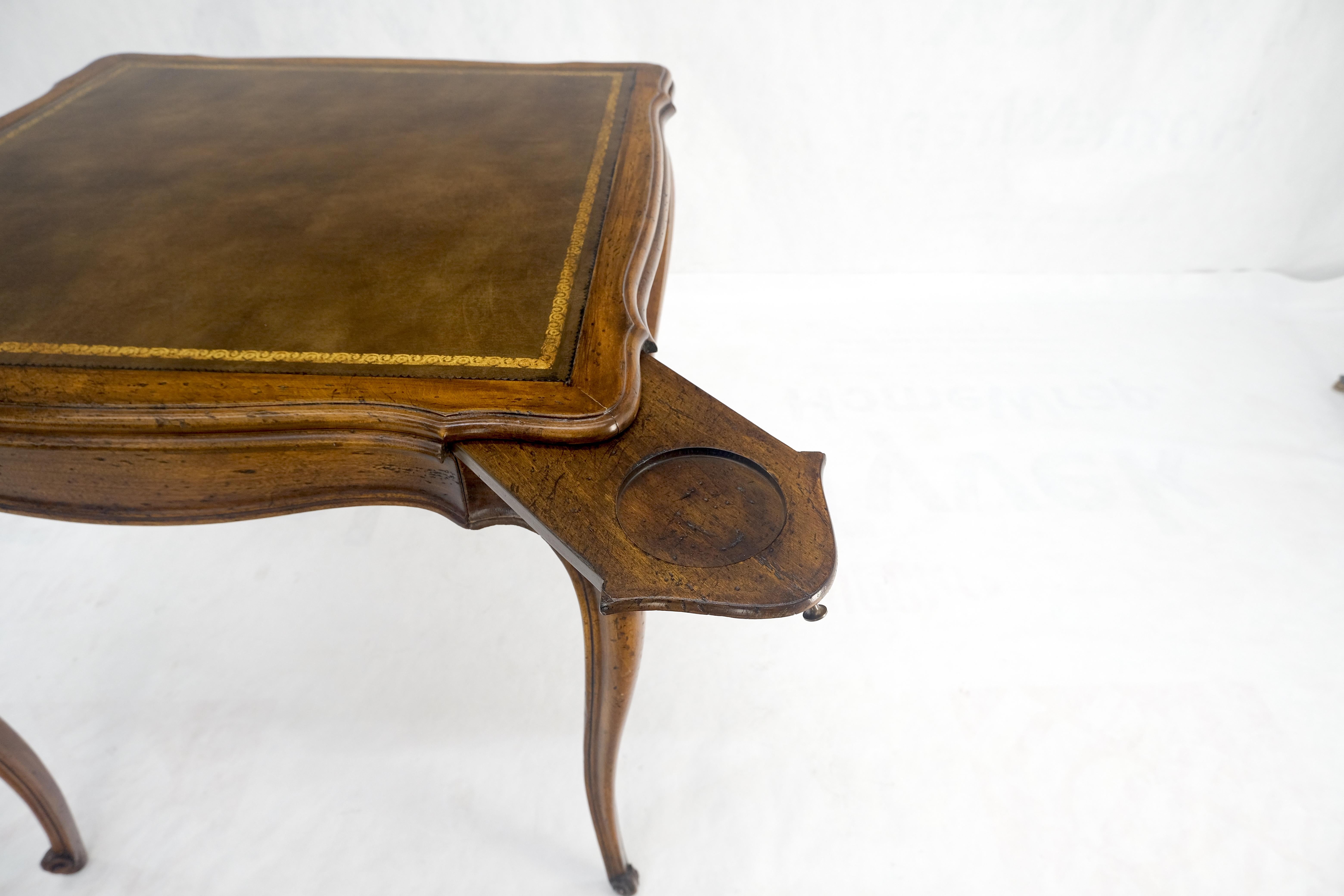 American One Drawer Tolled Leather Top Pull Out Cocktail Trays Cabriole Legs Game Table