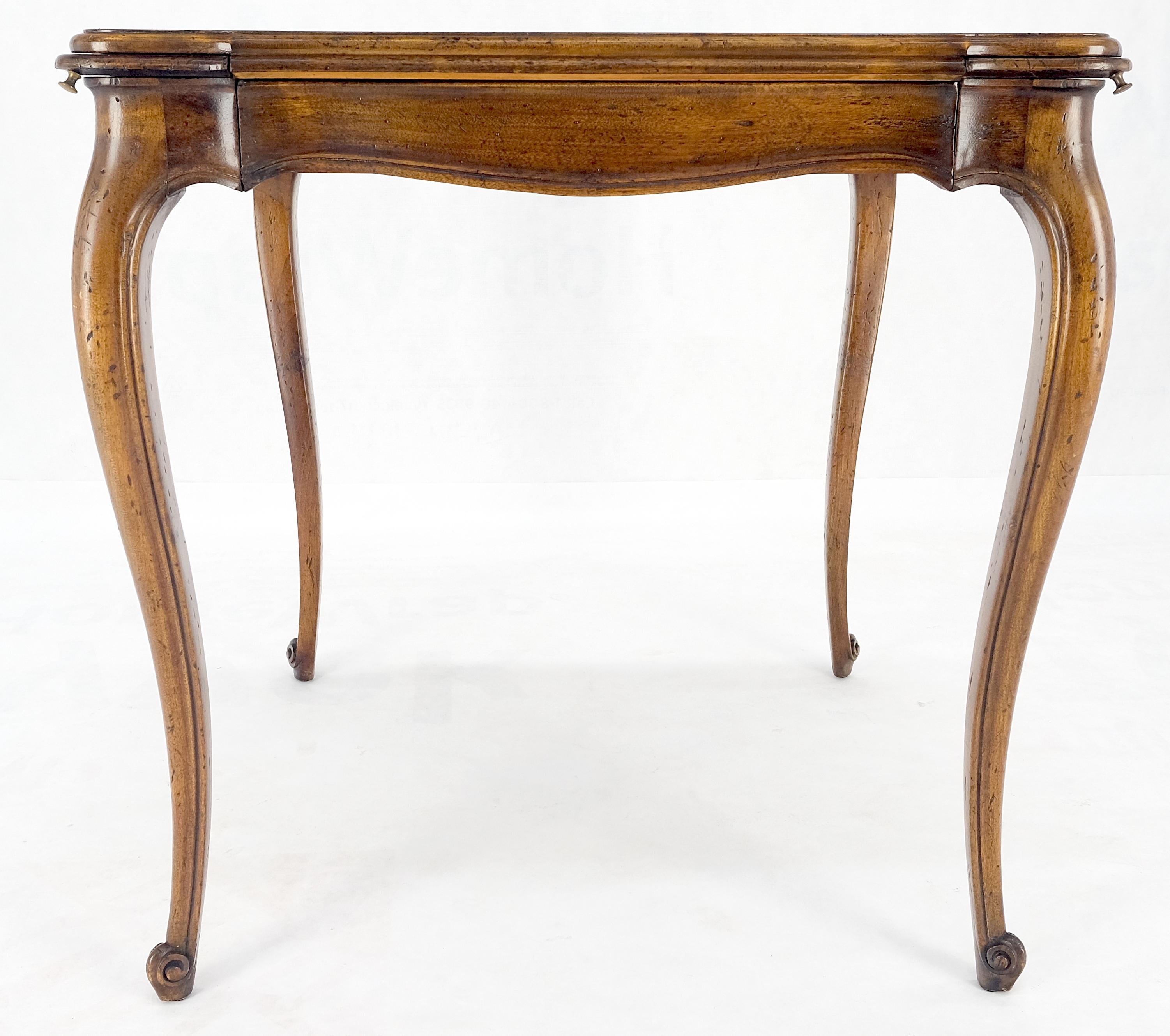 Lacquered One Drawer Tolled Leather Top Pull Out Cocktail Trays Cabriole Legs Game Table