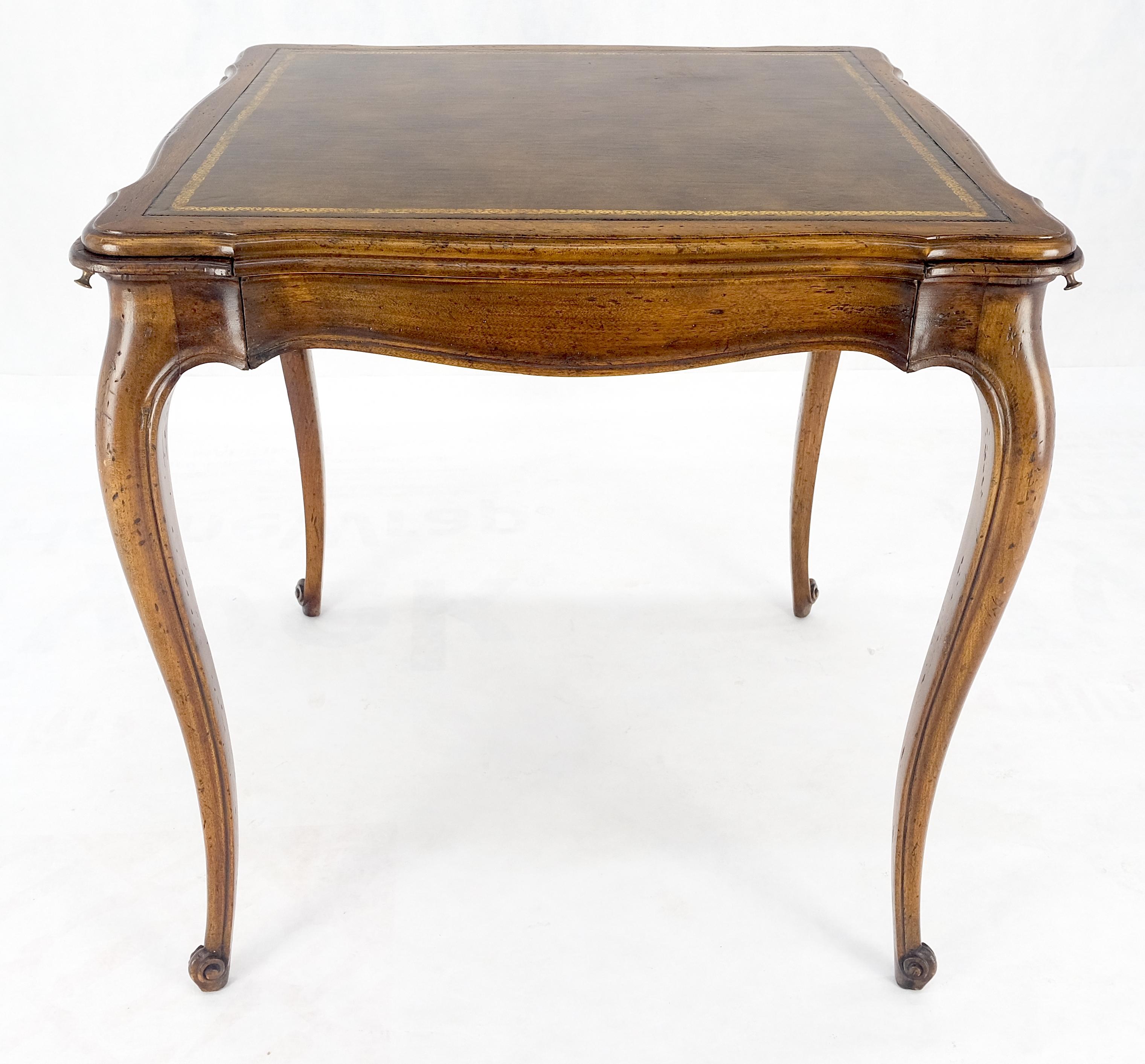 20th Century One Drawer Tolled Leather Top Pull Out Cocktail Trays Cabriole Legs Game Table
